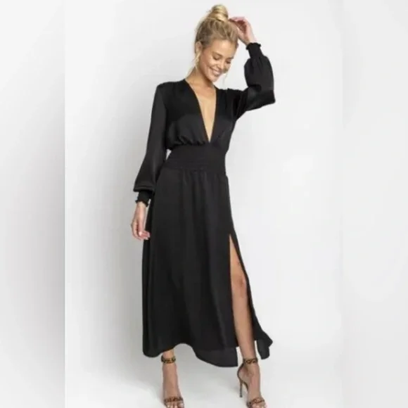 RESA Jade Black Long Sleeve Maxi Dress - Size M - Picture 2 of 7